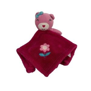 Baby Gear Teddy Bear Bow Pink Flower Floral Lovey Security Blanket Infant Toy